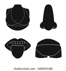Isolated object of body and part icon. Collection of body and anatomy stock symbol for web.