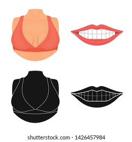Isolated object of body and part icon. Collection of body and anatomy stock vector illustration.