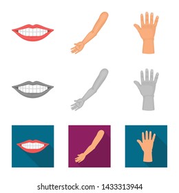 Isolated object of body and part icon. Collection of body and anatomy vector icon for stock.