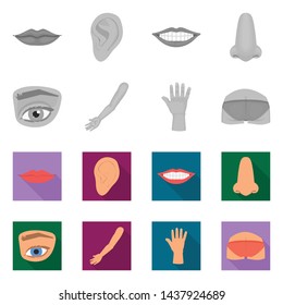 Isolated object of body and part icon. Collection of body and anatomy stock symbol for web.