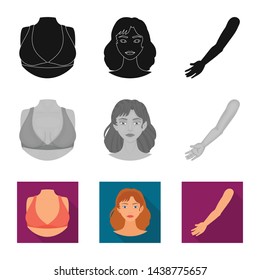 Isolated object of body and part icon. Collection of body and anatomy stock symbol for web.