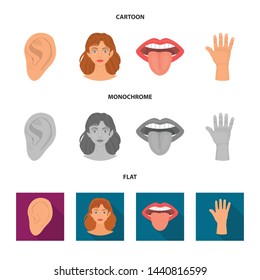 Isolated object of body and part icon. Set of body and anatomy vector icon for stock.