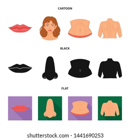 Isolated object of body and part icon. Collection of body and anatomy stock symbol for web.