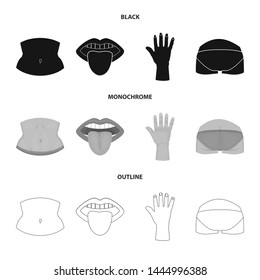 Isolated object of body and part icon. Collection of body and anatomy stock symbol for web.