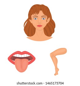 Isolated object of body and part icon. Collection of body and anatomy stock vector illustration.