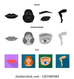Isolated object of body and part logo. Set of body and anatomy vector icon for stock.