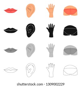 Isolated object of body and part logo. Set of body and anatomy vector icon for stock.