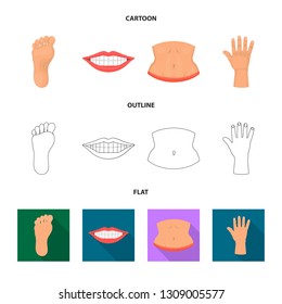 Isolated object of body and part logo. Collection of body and anatomy stock symbol for web.