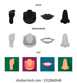 Isolated object of body and part logo. Collection of body and anatomy stock symbol for web.