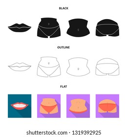 Isolated object of body and part logo. Collection of body and anatomy stock vector illustration.