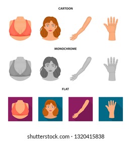 Isolated object of body and part logo. Collection of body and anatomy stock symbol for web.