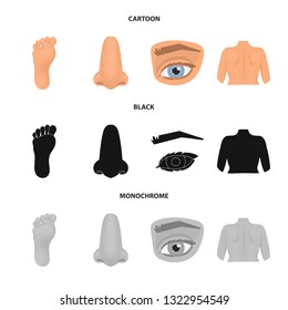 Isolated object of body and part logo. Set of body and anatomy vector icon for stock.