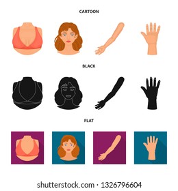 Isolated object of body and part logo. Set of body and anatomy stock symbol for web.