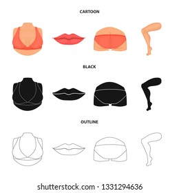 Isolated object of body and part logo. Collection of body and anatomy vector icon for stock.