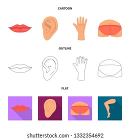 Isolated object of body and part logo. Collection of body and anatomy stock symbol for web.