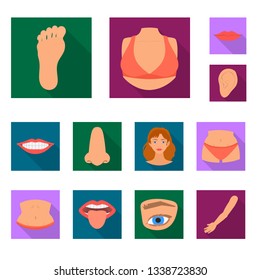Isolated object of body and part logo. Set of body and anatomy stock vector illustration.