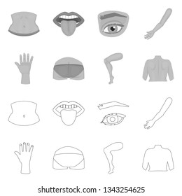 Isolated object of body and part logo. Set of body and anatomy vector icon for stock.