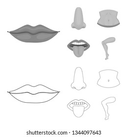 Isolated object of body and part logo. Collection of body and anatomy vector icon for stock.