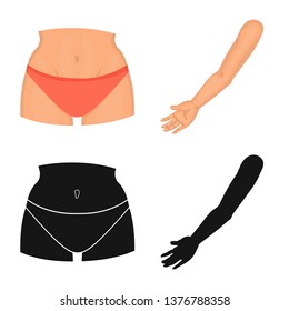 Isolated object of body and part logo. Set of body and anatomy stock vector illustration.