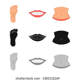 Isolated object of body and part logo. Set of body and anatomy stock symbol for web.