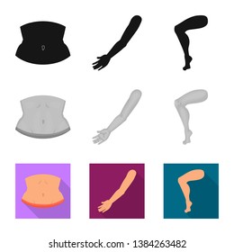 Isolated object of body and part logo. Set of body and anatomy stock symbol for web.