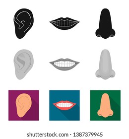Isolated object of body and part logo. Collection of body and anatomy vector icon for stock.