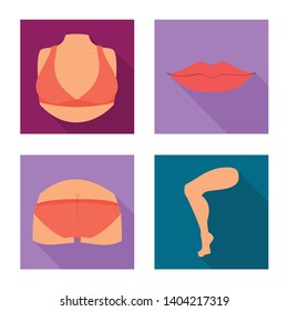 Isolated object of body and part logo. Collection of body and anatomy vector icon for stock.