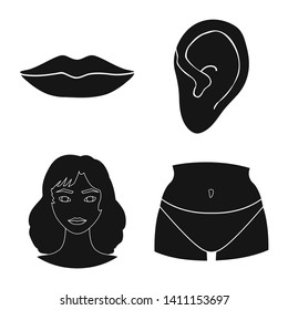 Isolated object of body and part logo. Set of body and anatomy stock symbol for web.