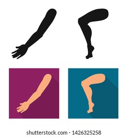 Isolated object of body and part logo. Set of body and anatomy stock symbol for web.