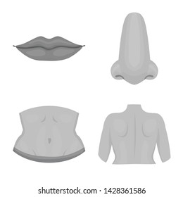 Isolated object of body and part logo. Set of body and anatomy stock symbol for web.