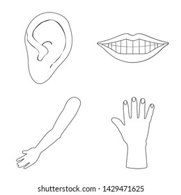 Isolated object of body and part logo. Collection of body and anatomy vector icon for stock.