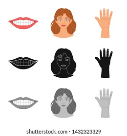 Isolated object of body and part logo. Set of body and anatomy vector icon for stock.