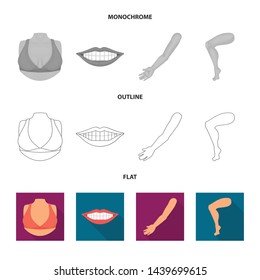 Isolated object of body and part logo. Set of body and anatomy stock symbol for web.