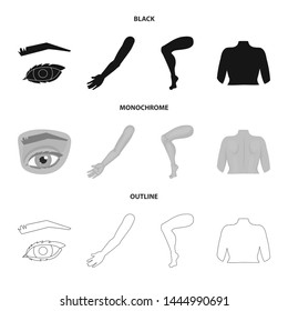 Isolated object of body and part logo. Set of body and anatomy vector icon for stock.