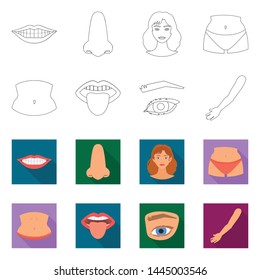 Isolated object of body and part logo. Collection of body and anatomy stock vector illustration.
