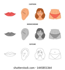 Isolated object of body and part logo. Collection of body and anatomy stock symbol for web.