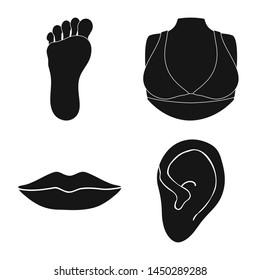 Isolated object of body and part logo. Set of body and anatomy stock symbol for web.