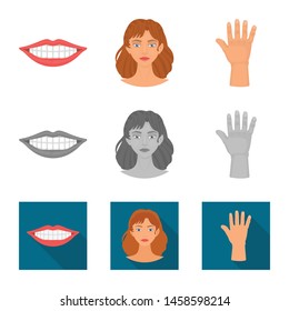 Isolated object of body and part logo. Collection of body and anatomy stock vector illustration.
