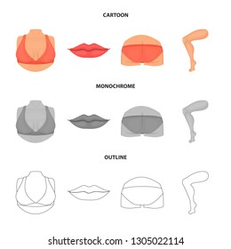Isolated object of body and part sign. Set of body and anatomy stock symbol for web.