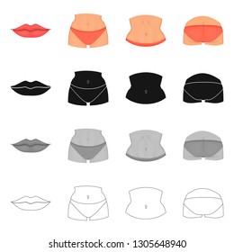 Isolated object of body and part sign. Collection of body and anatomy vector icon for stock.