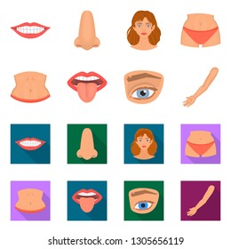 Isolated object of body and part sign. Collection of body and anatomy vector icon for stock.
