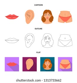 Isolated object of body and part sign. Collection of body and anatomy vector icon for stock.