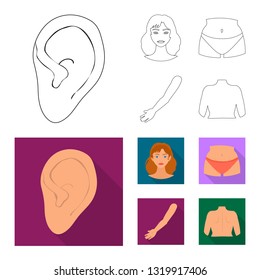 Isolated object of body and part sign. Collection of body and anatomy stock vector illustration.