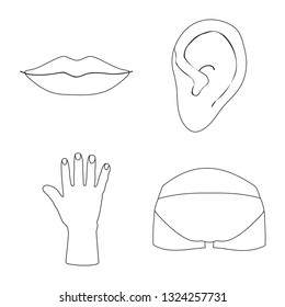 Isolated object of body and part sign. Set of body and anatomy stock symbol for web.
