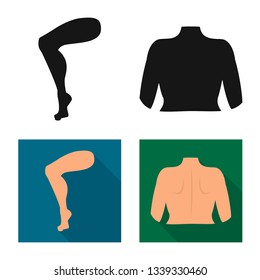 Isolated object of body and part sign. Set of body and anatomy stock symbol for web.