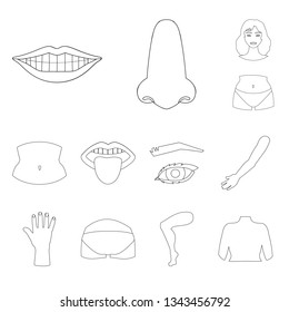 Isolated object of body and part sign. Collection of body and anatomy stock symbol for web.