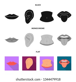 Isolated object of body and part sign. Collection of body and anatomy stock symbol for web.