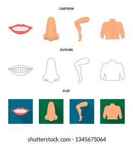 Isolated object of body and part sign. Set of body and anatomy stock symbol for web.