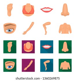 Isolated object of body and part sign. Collection of body and anatomy vector icon for stock.
