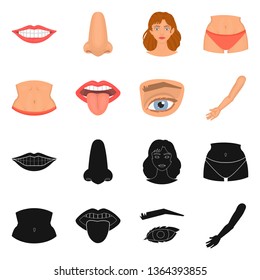 Isolated object of body and part sign. Set of body and anatomy vector icon for stock.